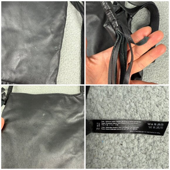 Ecote Bag Medium Black Cow Leather Crossbody Purse Boho Fringe Tassel Shoulder 1 - Picture 9 of 10